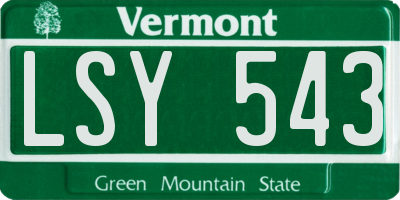 VT license plate LSY543