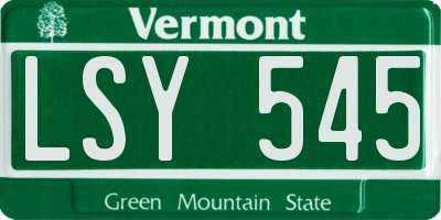 VT license plate LSY545
