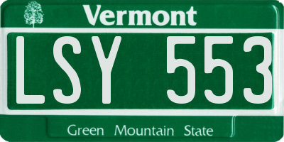 VT license plate LSY553