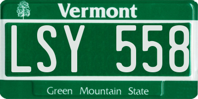 VT license plate LSY558