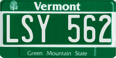 VT license plate LSY562