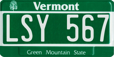 VT license plate LSY567