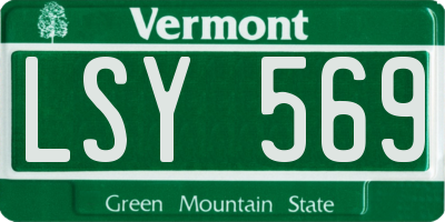 VT license plate LSY569