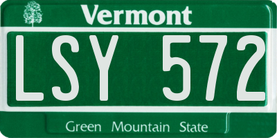 VT license plate LSY572