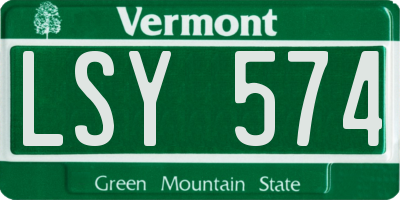 VT license plate LSY574