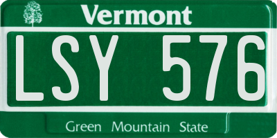 VT license plate LSY576