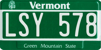 VT license plate LSY578