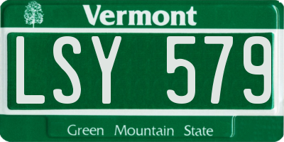 VT license plate LSY579