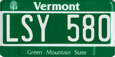 VT license plate LSY580
