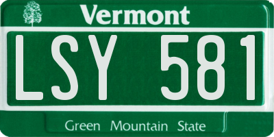 VT license plate LSY581