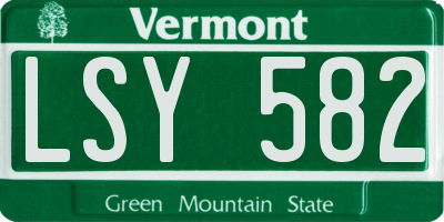 VT license plate LSY582