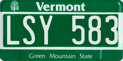 VT license plate LSY583