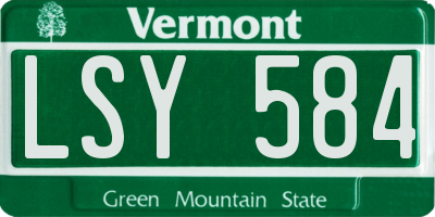 VT license plate LSY584