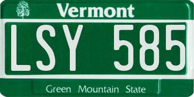 VT license plate LSY585