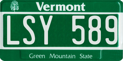 VT license plate LSY589