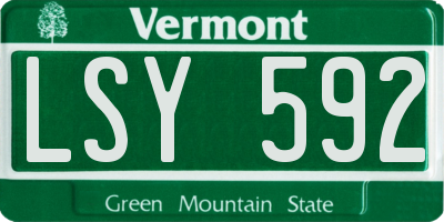 VT license plate LSY592