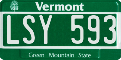 VT license plate LSY593
