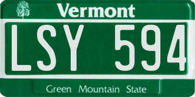 VT license plate LSY594