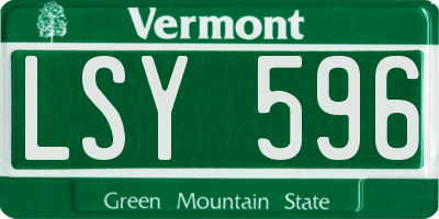 VT license plate LSY596