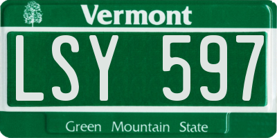 VT license plate LSY597