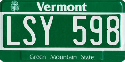 VT license plate LSY598