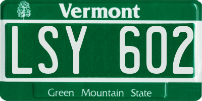 VT license plate LSY602