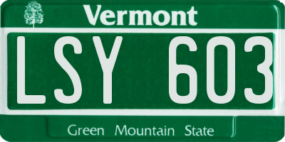 VT license plate LSY603