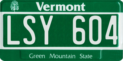 VT license plate LSY604
