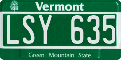 VT license plate LSY635