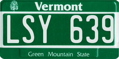 VT license plate LSY639