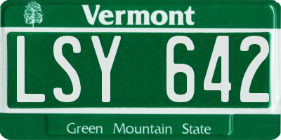 VT license plate LSY642