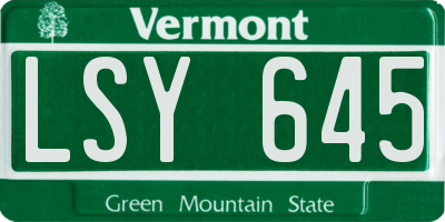 VT license plate LSY645