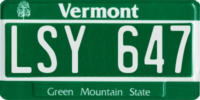 VT license plate LSY647