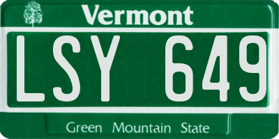VT license plate LSY649