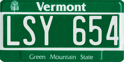 VT license plate LSY654
