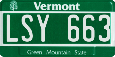 VT license plate LSY663