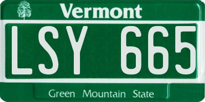VT license plate LSY665