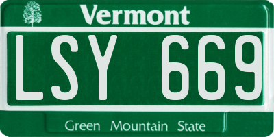 VT license plate LSY669
