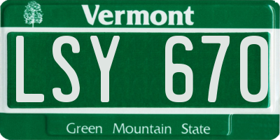VT license plate LSY670