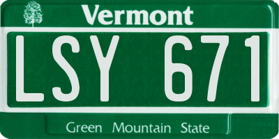 VT license plate LSY671