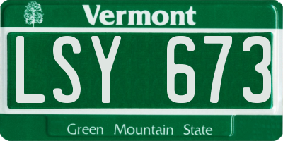 VT license plate LSY673