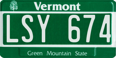 VT license plate LSY674