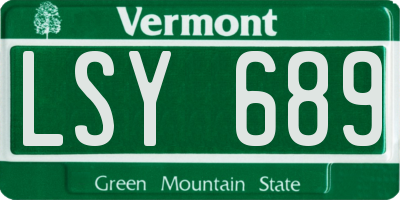 VT license plate LSY689