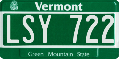VT license plate LSY722