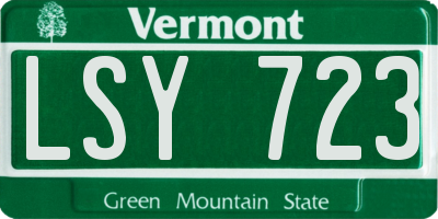 VT license plate LSY723