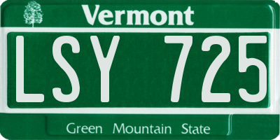 VT license plate LSY725