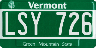 VT license plate LSY726