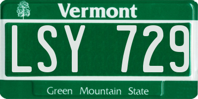 VT license plate LSY729