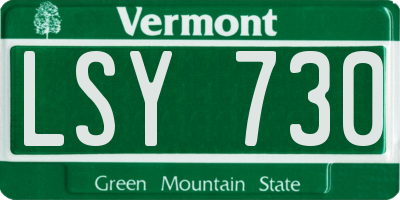 VT license plate LSY730