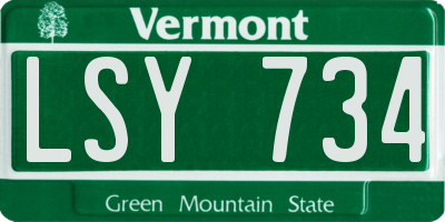 VT license plate LSY734